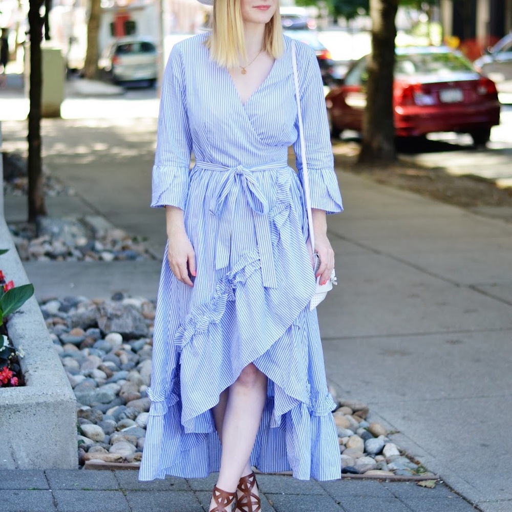 Who What Wear Light Blue High Low Dress